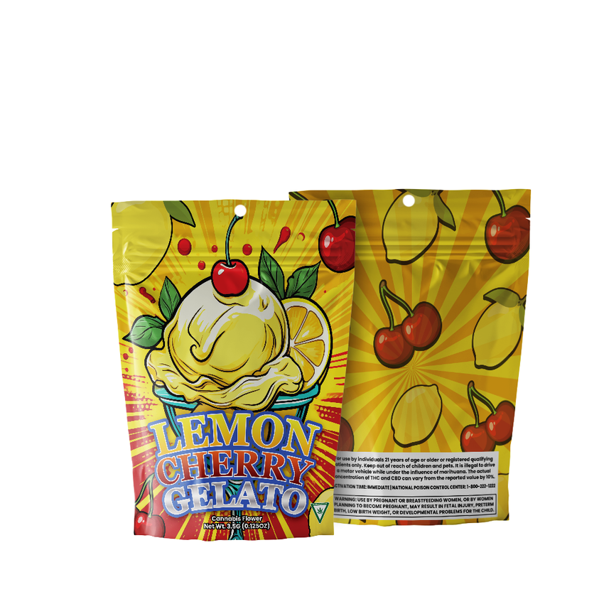 1/8 Oz Pre-Designed Strain Bag Lemon Cherry Gelato Mylar Bag 3.5g