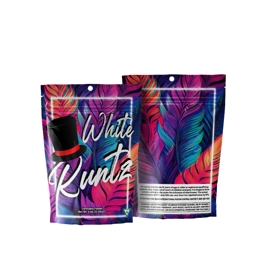 1/8 Oz Pre-Designed Strain Bag White Runtz Mylar Bag 3.5g