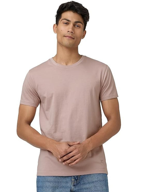 Mens Cotton Solid Regular Fit Round Neck Half Sleeves T-Shirt